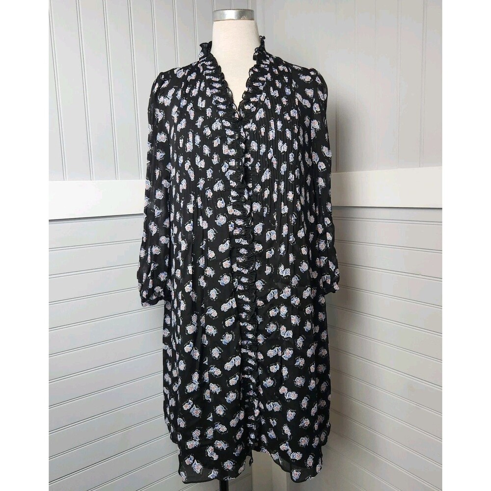 Diana von Furstenberg Black Print Shirt Dress Womens M ModernClassic Whimsical